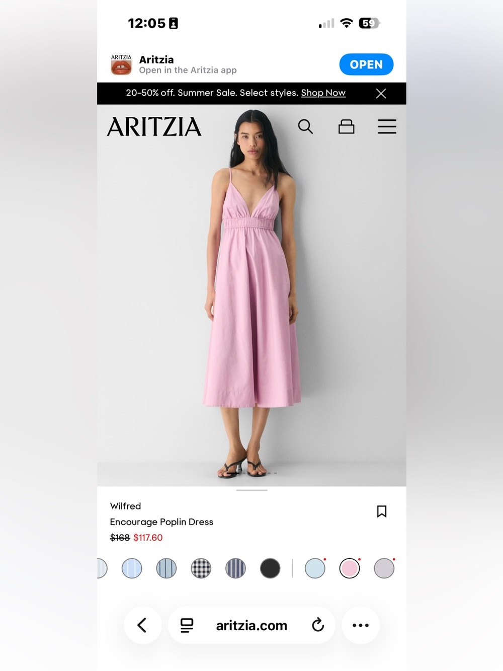 ENCOURAGE poplin dress - Wilfred Light Pink Spaghetti-Strap Poplin Midi Dress